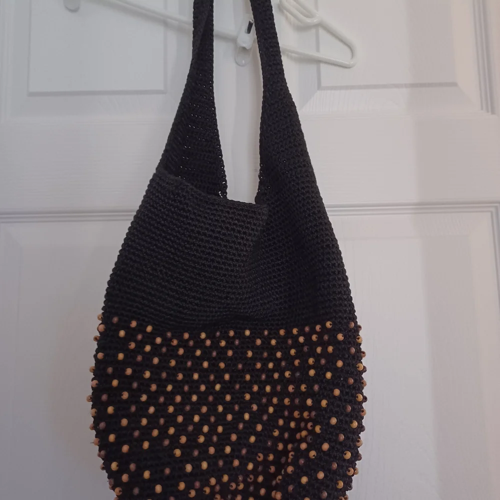 The Sak Womens Black Hobo Bag and Brown Beaded Crochet Made In Bali